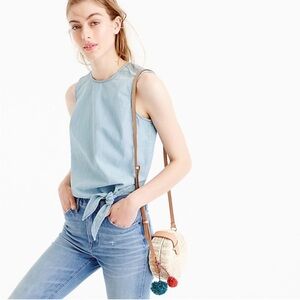 J. Crew Women’s Chambray Tie-waist Sleeveless Top Size 8 Tall NWT